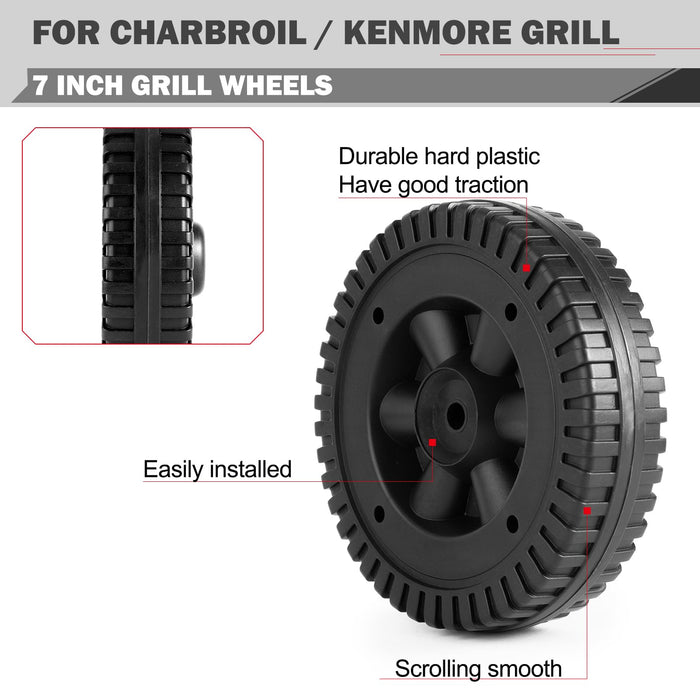 G206-0025-W1 Grill Wheels Replacement Parts for Charbroil Wheel Kit  463722403 463720115 463720114 463722715 Kenmore BBQ Wheels 415.15476  Thermos