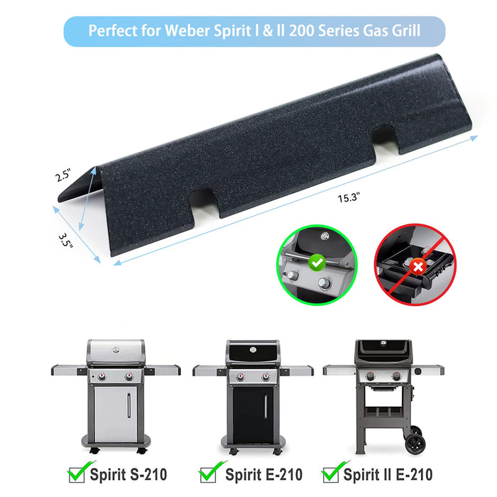 FORYEYC 15.3" 67045 Flavorizer Bars for Weber GS4 Spirit II I 200 Series E210 S210 E220 S220 with Front Control Knobs, 7635 Porcelain-enameled Flavor Bar for Weber GS4 Grill Replacement Parts - Grill Parts America