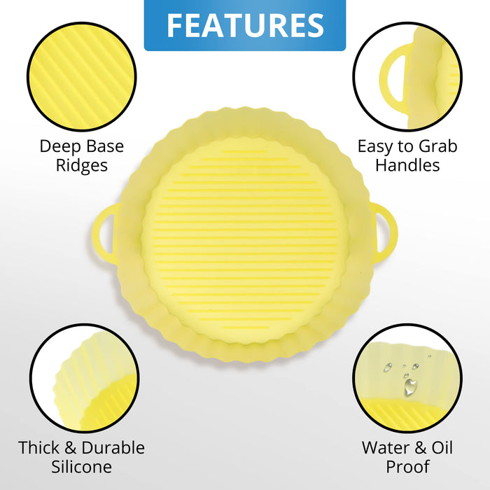 3 Pack Air Fryer Silicone Liners Pot, Round & Square Food Grade Air Fryer Accessories, 8 Inch Reusable Baking Tray Oven Accessories, Air Fryer Silicone Basket Bowl, No Need to Clean Fryer(For 5 to 6Q) - Grill Parts America