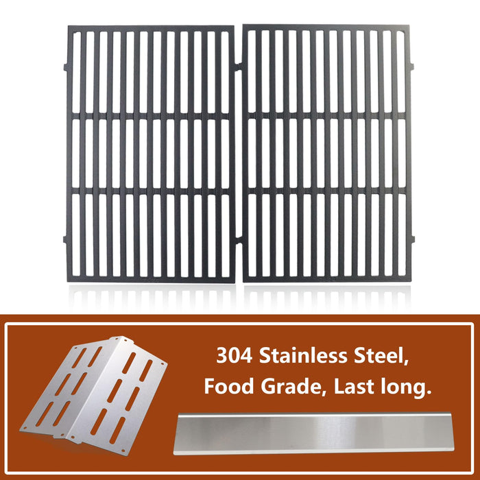Zemibi Stainless Steel Flavorizer Bars & Heat Deflector, 7524 19.5" Porcelain-Enameled Cooking Grill Grates Gas Grill Replacement Parts for Weber Genesis 300 Series E310 E320 E330 S310 S320 S330 - Grill Parts America