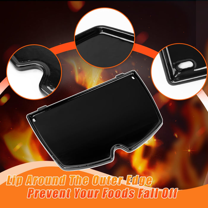 Uniflasy 6558 Porcelain Enamels Cast Iron Cooking Griddle for Weber Q100 Q1000, Q120 Q1200 Series Gas Grills Parts, 12.6 x 8.6 x 0.5 Inches, Replace for Weber Q1200 Grill Accessories - Grill Parts America