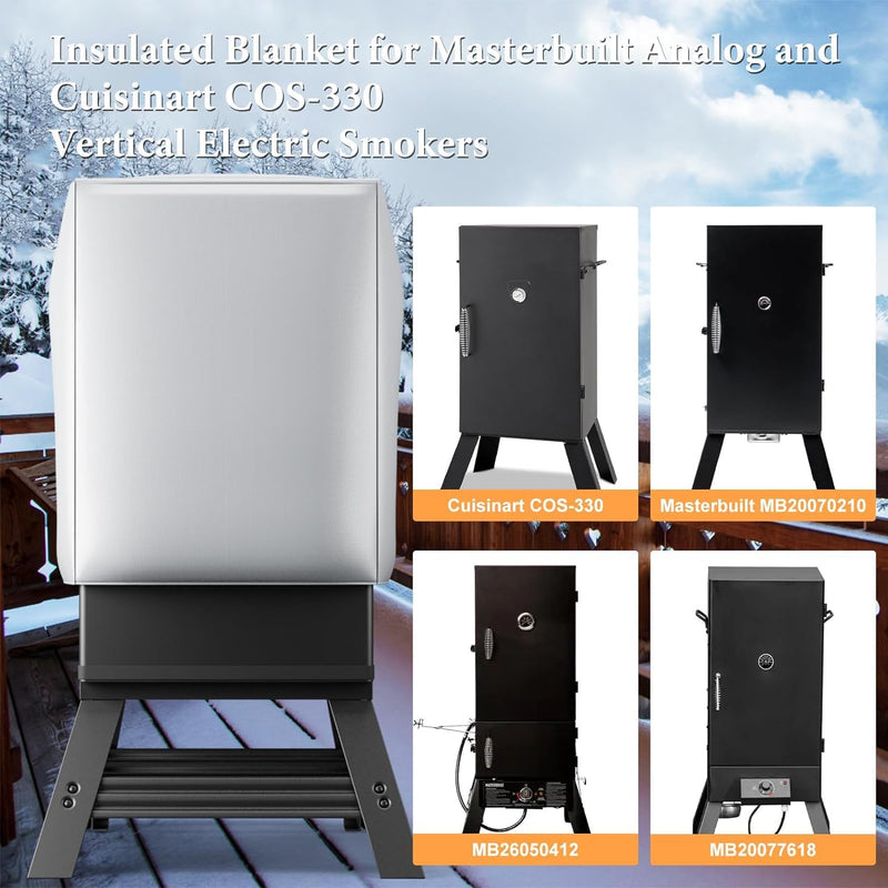 Uniflasy Thermal Insulated Blanket for Masterbuilt Electric Smoker 30 inch MB20070210 Analog, MB25050217 MB20077618, for Cuisinart COS-330 Vertical Electric Smoker Cover/Insulation Blanket Parts - Grill Parts America