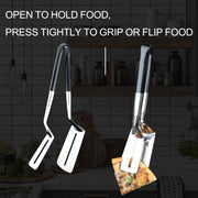 Spatula Tongs for Flipping, Stainless Steel Grill Clamp Spatula Flipper, 11.6 Inch Double-sided Shovel Clip for Beefsteak Bread Hamburger BBQ Meats Pizza Pies Bread Fish(2 Pack) - Grill Parts America