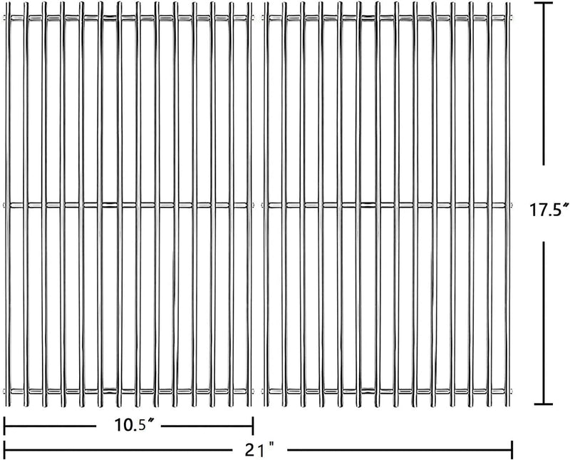 Hongso 17.5" Solid SUS304 Grill Grates Replacement Parts for Weber Spirit 200 Series, Spirit E-210 S-210, Spirit II 210 Series (2017 and Newer) Gas Grills (with Front-Mounted Control Panels), 7637 - Grill Parts America