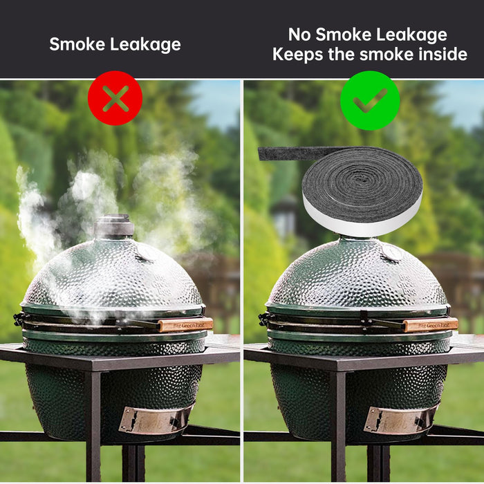 High Temp Grill Gasket Replacement Compatible Fit L/XL Big Green Egg Ceramic Lid Top BBQ Smoker Gasket,Self Stick Felt 15ft Long, 7/8" Wide, 1/8" Thick - Grill Parts America