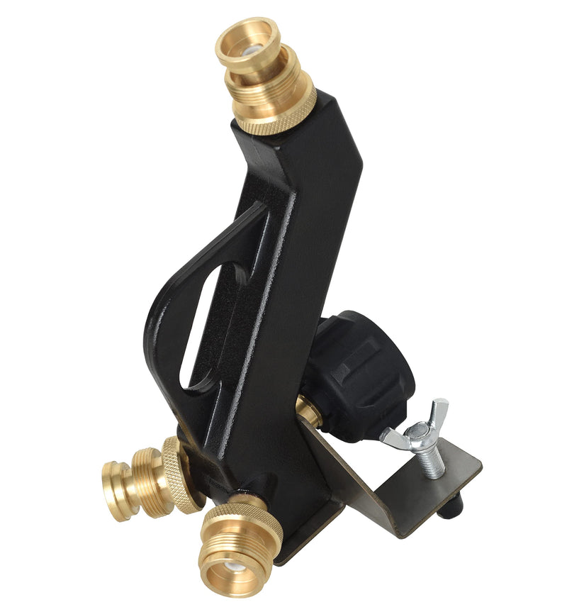 Flame King FK-DTMINI Mini 3-Port Distribution Tree for Camping, Connects 1-lb Appliances to a Standard Propane Tank, Perfect for Lanterns, Stoves, Heaters, and Grills, Black & Gold - Grill Parts America