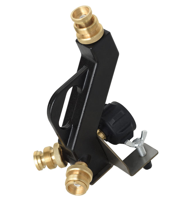 Flame King FK-DTMINI Mini 3-Port Distribution Tree for Camping, Connects 1-lb Appliances to a Standard Propane Tank, Perfect for Lanterns, Stoves, Heaters, and Grills, Black & Gold - Grill Parts America