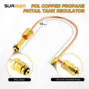 SURIEEN Automatic Changeover Regulators Copper Pigtail POL x 1/4" Inverted Male Flare 15inch - Grill Parts America