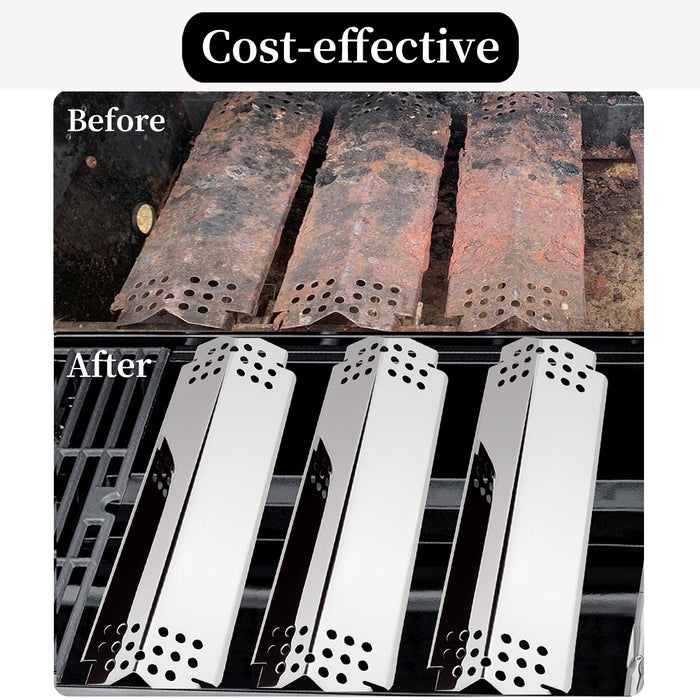 ROCFAN Grill Heat Plates Replacement Parts for Nexgrill 720-0830H, Stainless Steel Heat Tents, Burner Cover, Flame Tamer, Heat Shield for Home Depot Nexgrill 4 Burner 720-0830H, 14.6 Inch - Grill Parts America