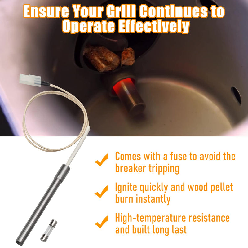 Tbgrepts Fire Pot Burn Pot and Hot Rod Ignitor Kit Replacement for Traeger Pit Boss Camp Chef Pellet Grill with Screws and Fuse… - Grill Parts America