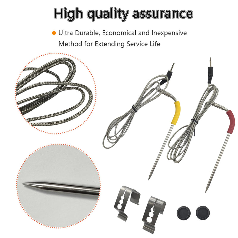 2-Pack Replacement Meat Probe,Temp Meat Probe Replacement for Weber iGrill,Equipped with 2 Sets of Probe Grommets, 2 Sets of Meat Probes, and Temperature Probe Clips - Grill Parts America