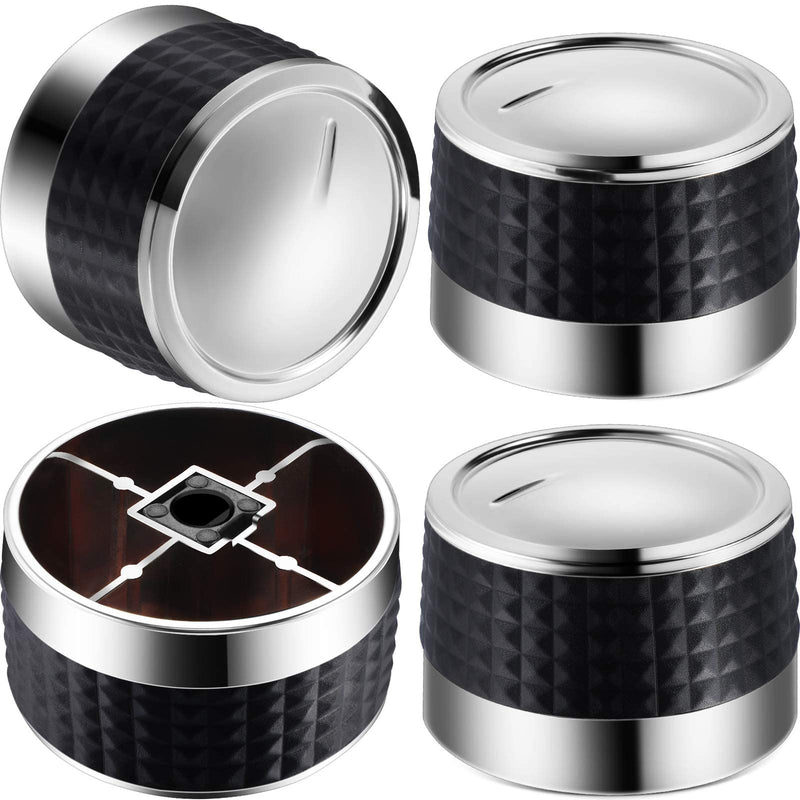 Mudder 4 Pieces Gas Grill Knob BBQ Control Knobs Replacement Rotating Switch Gas Stove Cooker Chrome Control Knob with D Valve Stainless Steel Round Knob for Gas Grill Stove Party - Grill Parts America