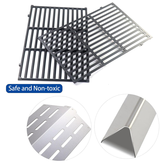 Zemibi Stainless Steel Flavorizer Bars & Heat Deflector, 7524 19.5" Porcelain-Enameled Cooking Grill Grates Gas Grill Replacement Parts for Weber Genesis 300 Series E310 E320 E330 S310 S320 S330 - Grill Parts America