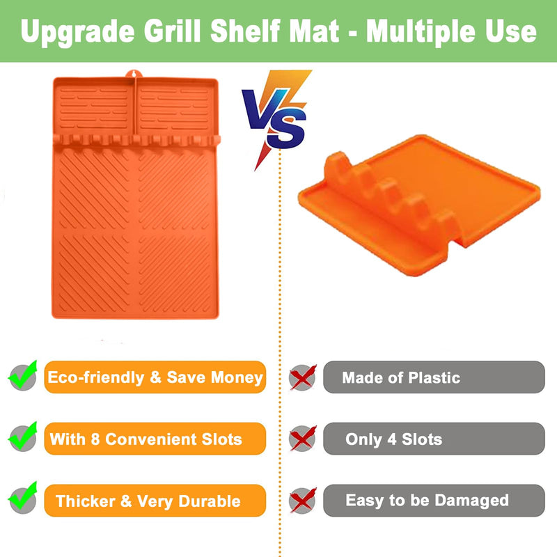 EddHomes Silicone Grill Side Shelf Mat for Blackstone BBQ Grill, 3 in 1 Silicone Spatula Mat with Drip Pad,Large Silicone Utensil Rest for Multiple BBQ Grill Tools - Grill Parts America