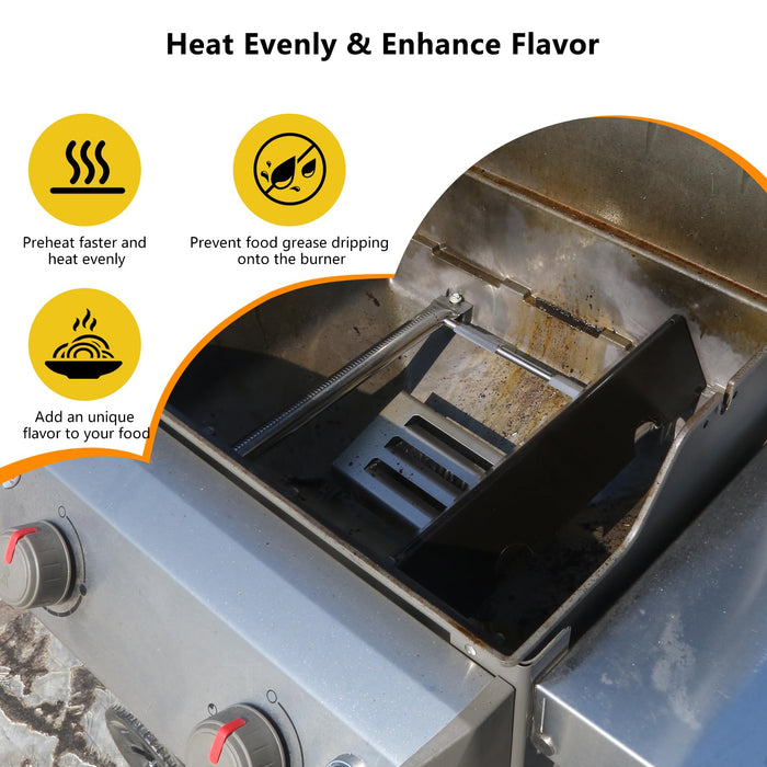 Replacement Parts for Weber Spirit Grill Parts 7635, 15.3-Inch Porcelain Steel Grill Heat Plates for Weber Spirit I & II 200 Series, Spirit E210, S210, E220, S220, 7635, 3-Pack Flavorizer Bars - Grill Parts America