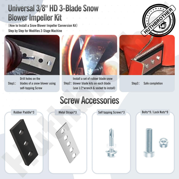 Snow Blower Impeller Modification Kit Universal 3/8