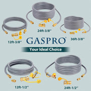 GASPRO 1/2" ID Natural Gas Hose, Low Pressure LPG Hose with Quick Connect, for Weber, Char-broil, Pizza Oven, Patio Heater and More, 12-Foot - Grill Parts America