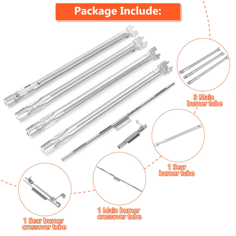 QuliMetal 69787 Grill Burner for Weber Spirit 330, Spirit 335, Spirit 300 Series Grills with Front Mounted Control Knobs, Replace for Spirit 330 Burner Tube Set, 68948 65518 Burner Tube kit, 18 Inch - Grill Parts America