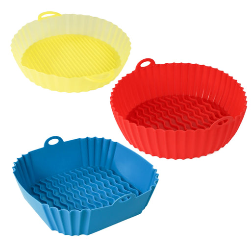 3 Pack Air Fryer Silicone Liners Pot, Round & Square Food Grade Air Fryer Accessories, 8 Inch Reusable Baking Tray Oven Accessories, Air Fryer Silicone Basket Bowl, No Need to Clean Fryer(For 5 to 6Q) - Grill Parts America