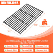 QuliMetal 19.5" Cooking Grates for Weber Genesis 300 Series, Genesis E310 E320 E330 S310 S320 S330, Polished Porcelain Grill Grates Replacement for Weber 7524 7528 - Grill Parts America