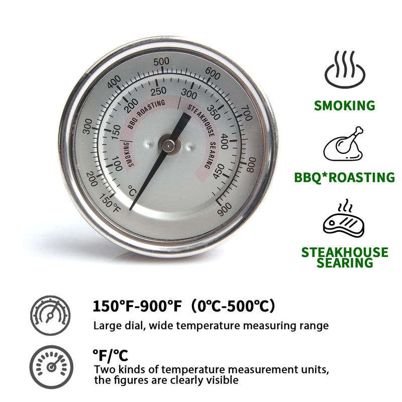 KAMaster BBQ Grill Temperature Gauge for Kamado Grill Joe Waterproof Large Face Thermometer Barbecue Charcoal Grill Stainless Steel 150-900°F Cooking Thermometer for Kamado Accessories - Grill Parts America