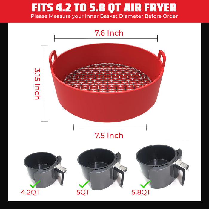 DoubleUCooking, Air Fryer Liner w/Crisper Metal Rack for 360° Airflow