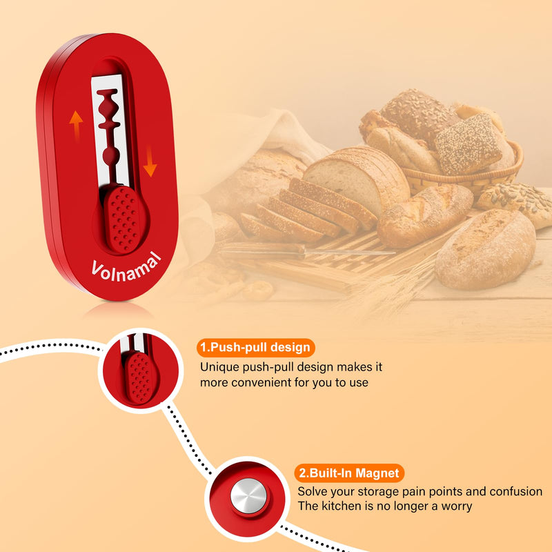 Volnamal Magnetic Bread Lame Dough Scoring Tool - Push-pull Handle for Perfect Bread Scoring Tool for Sourdough Baking & Bread Making Tools, Sourdough Starter Kit 2 Pack w/10 Razor Blades,Red - Grill Parts America