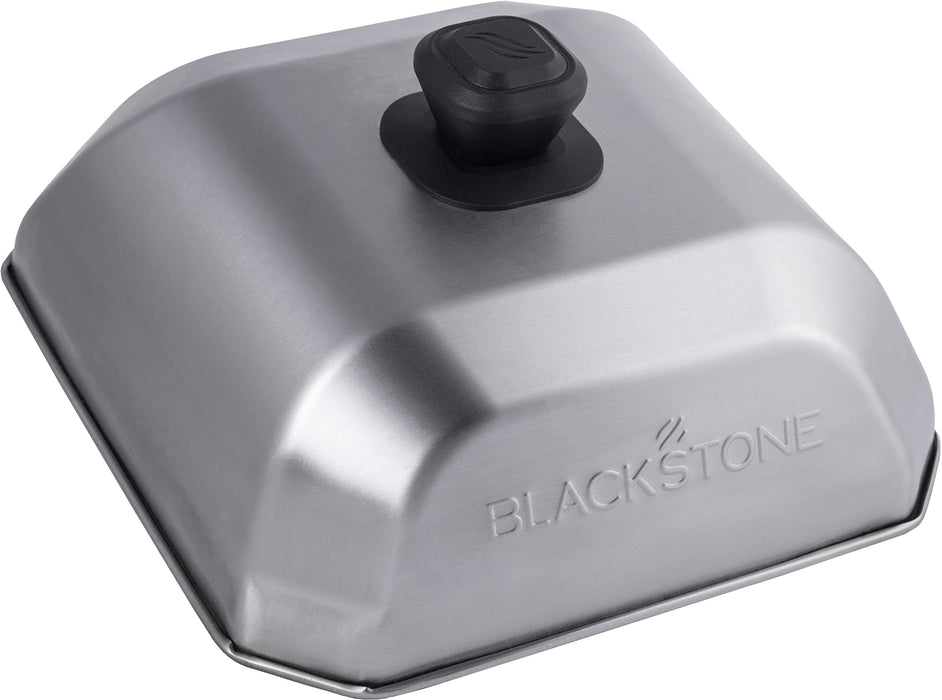 Blackstone 5555 Stainless Steel Square Basting Cover Medium (10" x 10") Flat Top Gas Grill Griddle BBQ Accessories- Cheese Melting Dome and Steaming Cover, Heat Resistant, Dishwasher Safe, Silver - Grill Parts America