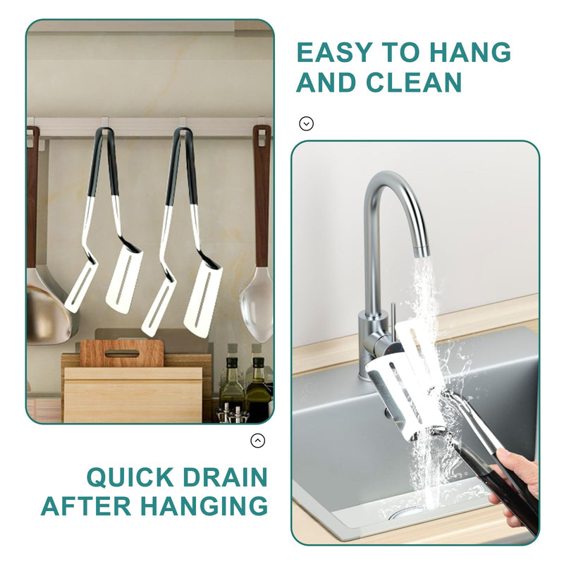 Spatula Tongs for Flipping, Stainless Steel Grill Clamp Spatula Flipper, 11.6 Inch Double-sided Shovel Clip for Beefsteak Bread Hamburger BBQ Meats Pizza Pies Bread Fish(2 Pack) - Grill Parts America