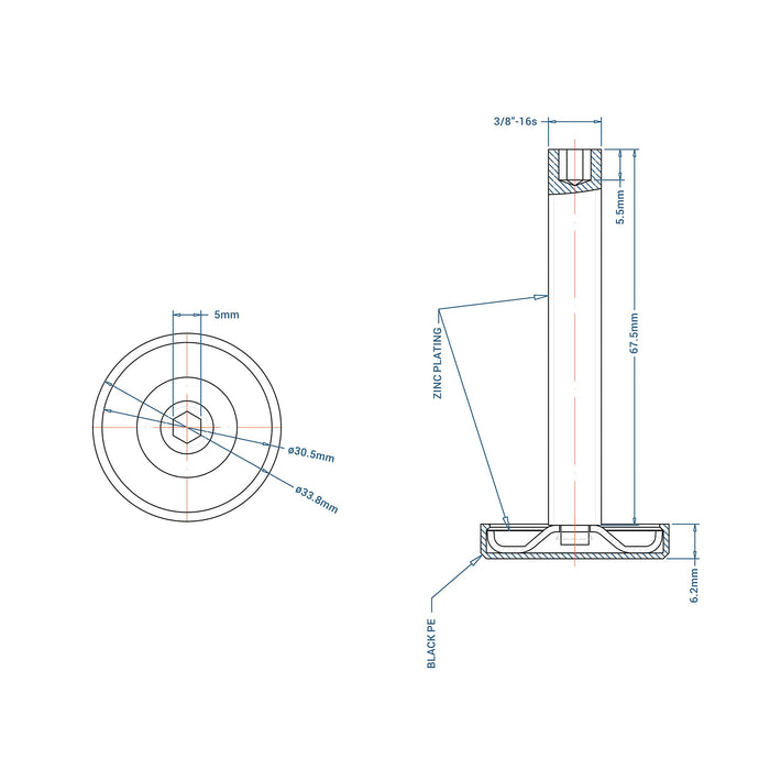 Rok Hardware Heavy Duty Furniture Levelers - 4 Pack 8000 Lb Capacity Adjustable Legs