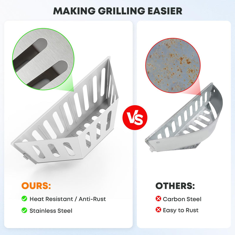 Stanbroil Charcoal Basket Holder for Weber 22" and 26" Charcoal Grills, Heavy Duty Stainless Steel Char-Basket for Briquette, Wood Chips (2 Pack) - Grill Parts America