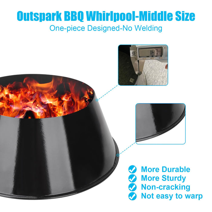 Outspark 13" BBQ Whirlpool for Weber 22/26.75 WSM Smokey Mountain,XL Kamado,XL Big Green Egg,Kettle Grill Accessories-One-Piece Without Welding Charcoal Cone Holder,Enamel Coating - Grill Parts America