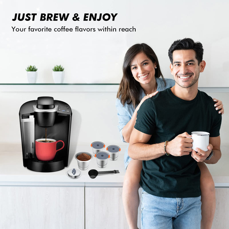 Noalto Reusable K Cups and Coffee Pods,Universal stainless steel k Cups for Keurig 2.0 and 1.0 Coffee Makers machine(2pack) - Grill Parts America