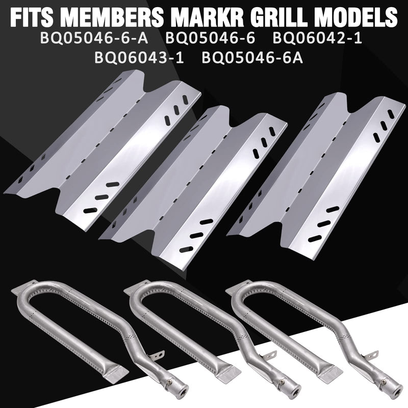 Hipoilk Replacement Parts for Members Mark BQ06042-1 BQ06043-1 BQ05046-6 BQ05046-6-A BQ05046-6A, Sam's Club, Outdoor Gourmet Gas Grill Models, Burner Tube, Steel Heat Plate Burner Cover - Grill Parts America