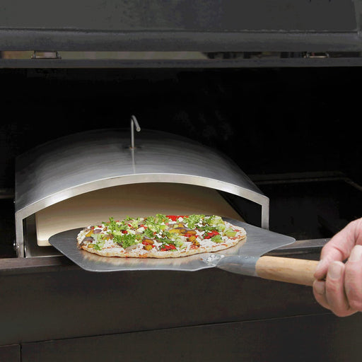Green Mountain Grills Wood-Fired Steel Pizza Oven Attachment Accessory for Daniel Boone/Jim Bowie Model Grills with Square Pizza Stone, Silver - Grill Parts America
