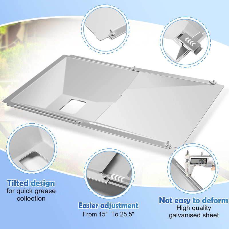 Wanchao Adjustable Grease Tray with Catch Pan, for 2/3/4 Burner Models Grease Tray for Gas Grill, Grill Replacement Parts for Dyna Glo, Master, Nexgrill, Expert Grill, Kenmore, BHG and More - Grill Parts America