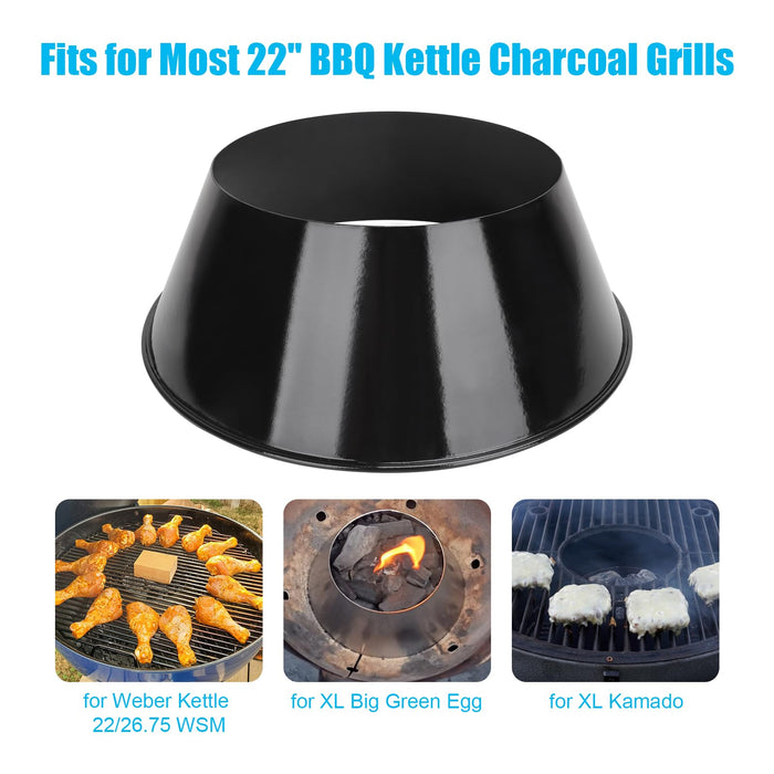 Outspark 13" BBQ Whirlpool for Weber 22/26.75 WSM Smokey Mountain,XL Kamado,XL Big Green Egg,Kettle Grill Accessories-One-Piece Without Welding Charcoal Cone Holder,Enamel Coating - Grill Parts America