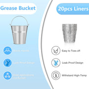 Upgraded Smoker Grease Bucket for Traeger Pit Boss Rec Tec Replacement Parts Wood Pellet Grill Drip Oil Catch Pail HDW152 Louisiana Pitboss BBQ Accessories w/ 20pcs Foil Liners - Grill Parts America