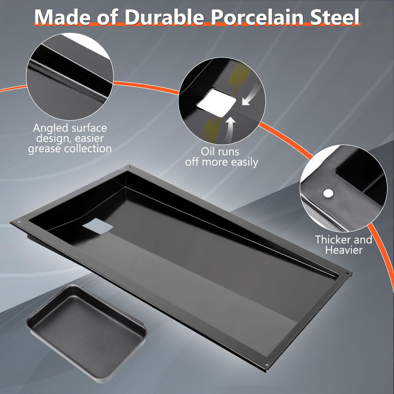 QuliMetal Grease Tray with Catch Pan for Weber Genesis 300 Series Gas Grills with Side Control Knob (2007-2010), Genesis E310, Genesis E320 Drip Pans Replace Weber #67767/67758 Genesis Grease Tray - Grill Parts America