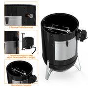 onlyfire Stainless Steel Grill Rotisserrie Kit for Weber 18-inch WSM Smokey Mountain Cooker - Grill Parts America