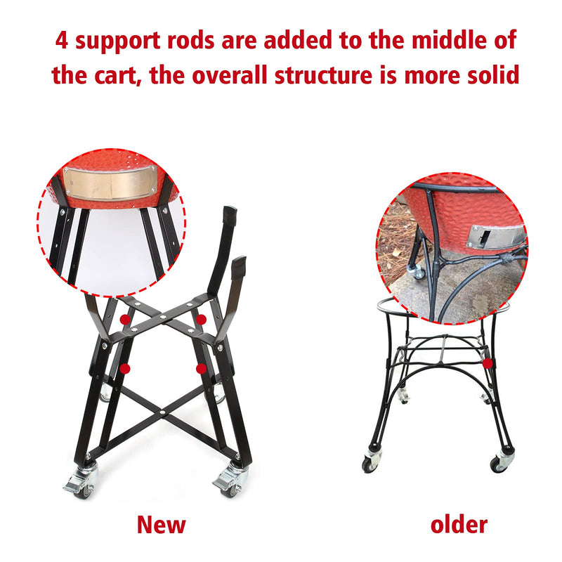 Rolling Cart for Kamado Joe Classic Accessories,Kamado Joe Parts Rolling Nest with Heavy Duty Locking Caster Wheels Powder Coated Steel Rolling Outdoor Cart for Kamado Joe Classic Grill Stand - Grill Parts America