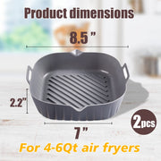 Golden Associate Silicone Liners Square 8 Inches for Air Fryer, 2 Pcs Non-stick Food-grade Reusable Silicone Pot Baking Tray - Grill Parts America