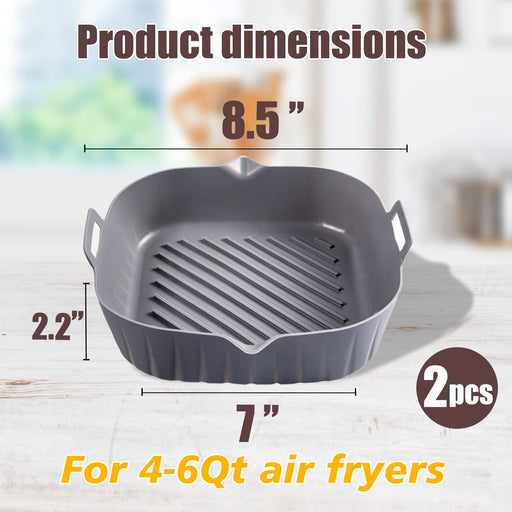 Golden Associate Silicone Liners Square 8 Inches for Air Fryer, 2 Pcs Non-stick Food-grade Reusable Silicone Pot Baking Tray - Grill Parts America