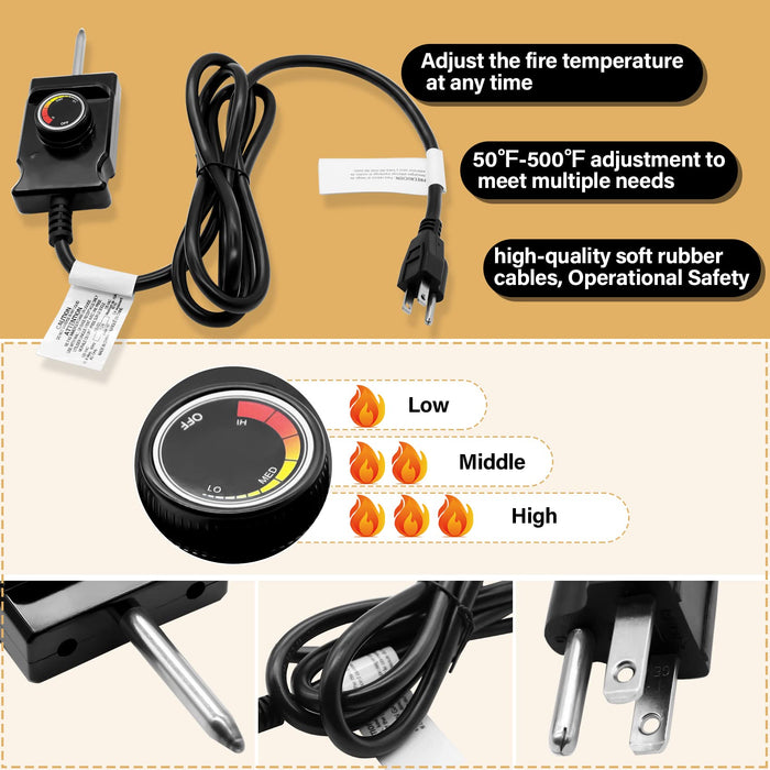 1500 Watt Heating Element Compatible with Masterbuilt Electric Smoker and Grill, with Adjustable Thermostat Cord Controller, Replacement Parts for Masterbuilt Smokers & Turkey Fryers - Grill Parts America