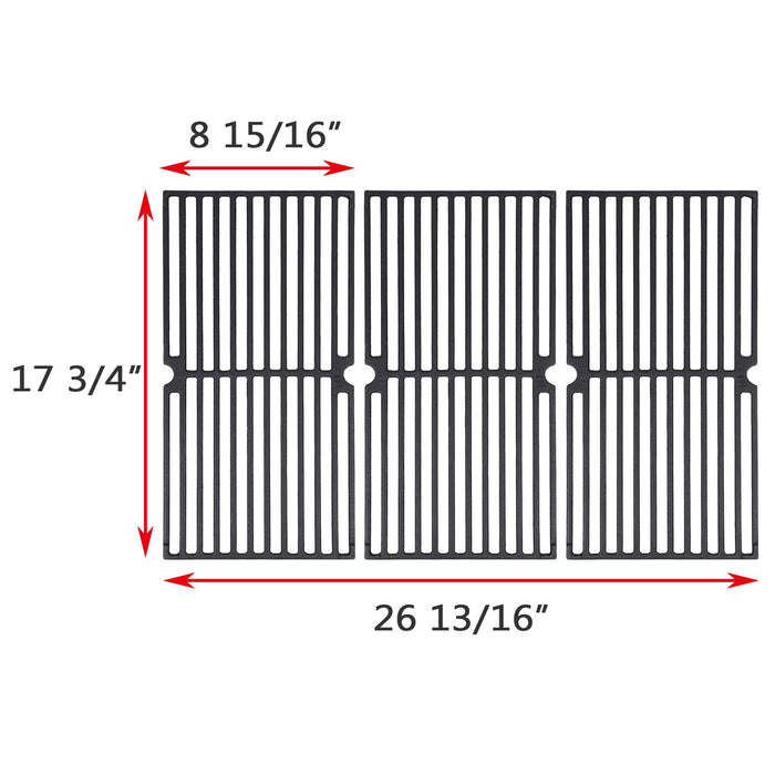 GGC Grill Grates Replacement for Brinkmann 810-8410-F, 810-2410-S, 810-2511-S, 810-2512-S, 810-8411-5, 810-9415-W and Others, 3 PCS Porcelain Coated Cast Iron Cooking Grate(17 3/4" x 8 15/16") - Grill Parts America