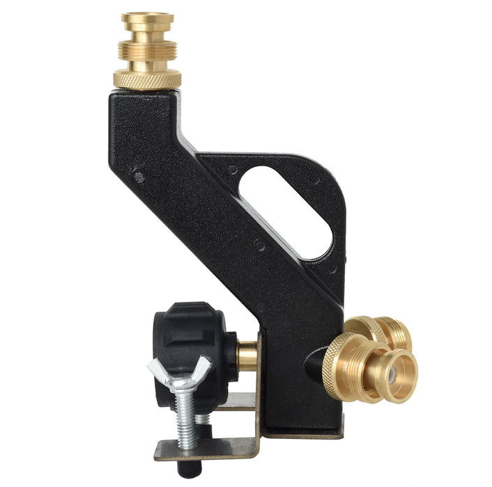 Flame King FK-DTMINI Mini 3-Port Distribution Tree for Camping, Connects 1-lb Appliances to a Standard Propane Tank, Perfect for Lanterns, Stoves, Heaters, and Grills, Black & Gold - Grill Parts America