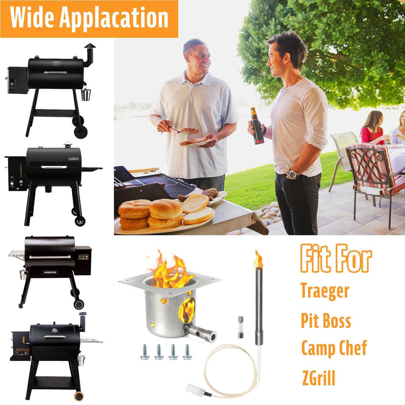 Tbgrepts Fire Pot Burn Pot and Hot Rod Ignitor Kit Replacement for Traeger Pit Boss Camp Chef Pellet Grill with Screws and Fuse… - Grill Parts America