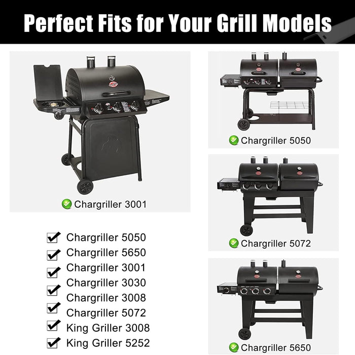 UikJOY Grill Replacement Parts for Chargriller 5050, 5650, 3001, 3030, 5072, 3008, 4000, 5252 Gas Grills, Porcelain Steel Heat Plates & Burner Tubes & Hanger Brackets Replacement for Chargriller - Grill Parts America