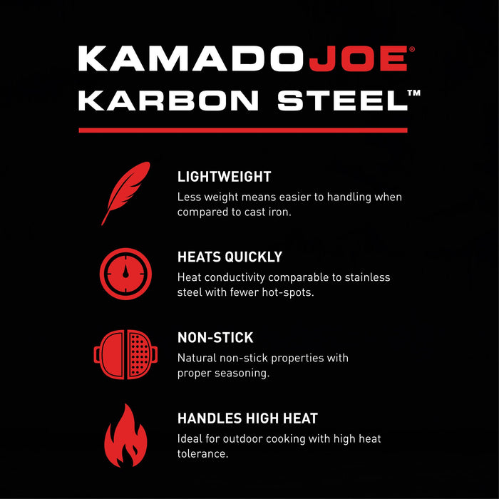 Kamado Joe KJ15124822 Karbon Steel Half-Moon Pan Set for Classic Joe and Big Joe Grills, Black - Grill Parts America