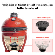 BBQ Carbon Steel Ash Can with Handle for Kamado Joe Classic Joe, Charcoal Ash Collector Charcoal Ash Can Basket Fits for Large Big Green Egg Accessories or Other Charcoal Grills - Grill Parts America